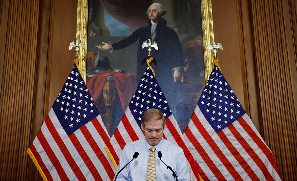 U.S. Rep. Jim Jordan holds press conference about his bid to become Speaker of the House at the U.S. Capitol in Washington
